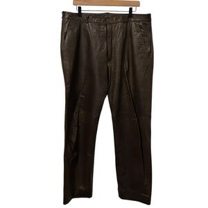 Vintage Raffaelo Leather Pants Mens 38x33 Brown Moto Biker Utility Cargo Pockets